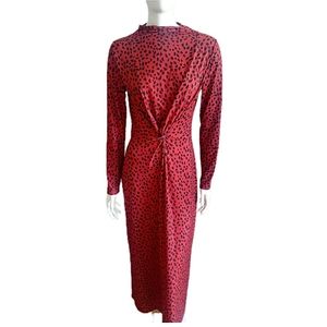 NWT WAYF "Santana" Long Sleeve Funnel Neck Animal Print Bodycon Midi Dress SZ M
